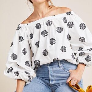 Maeve by Anthropology Cornelia Off-The-Shoulder Blouse Sz S